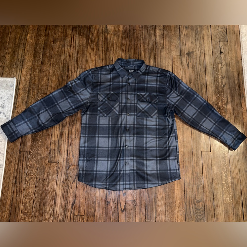 BYLT Basics Coastal Overshirt - Ash Black Plaid - XL